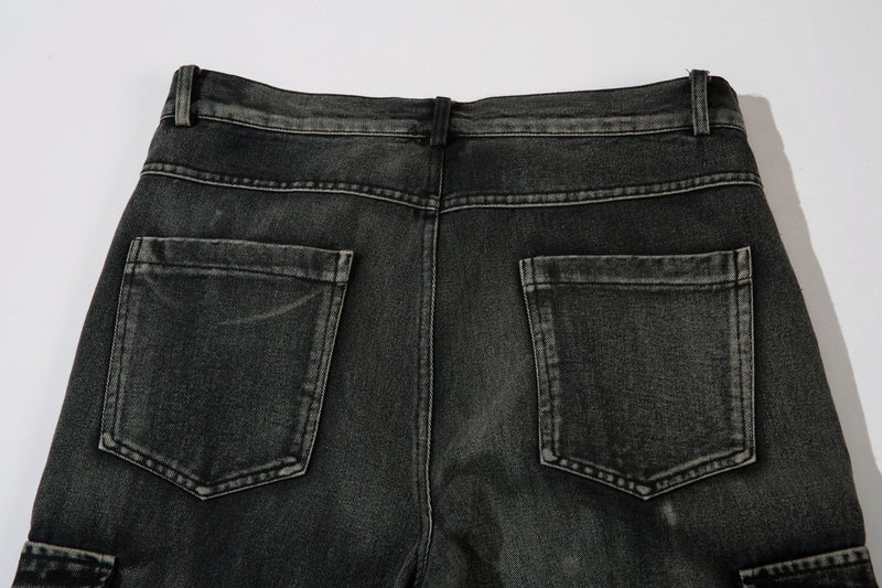 Omirad Barbed-Stitch Cargo Wide-Leg Jeans | Streetwear