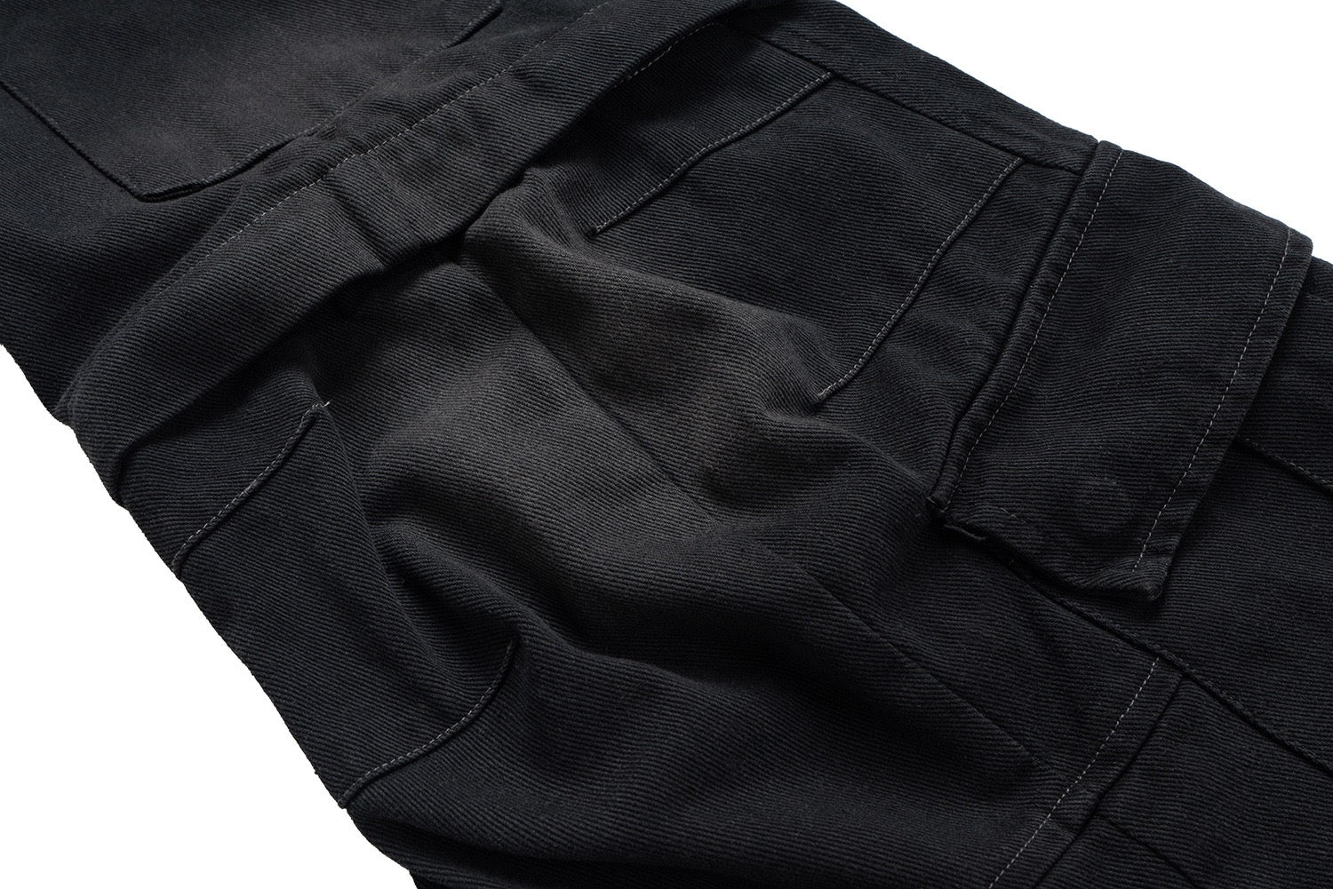 Omirad Black Stacked Wide-Leg Multi-Pocket Cargo Pants