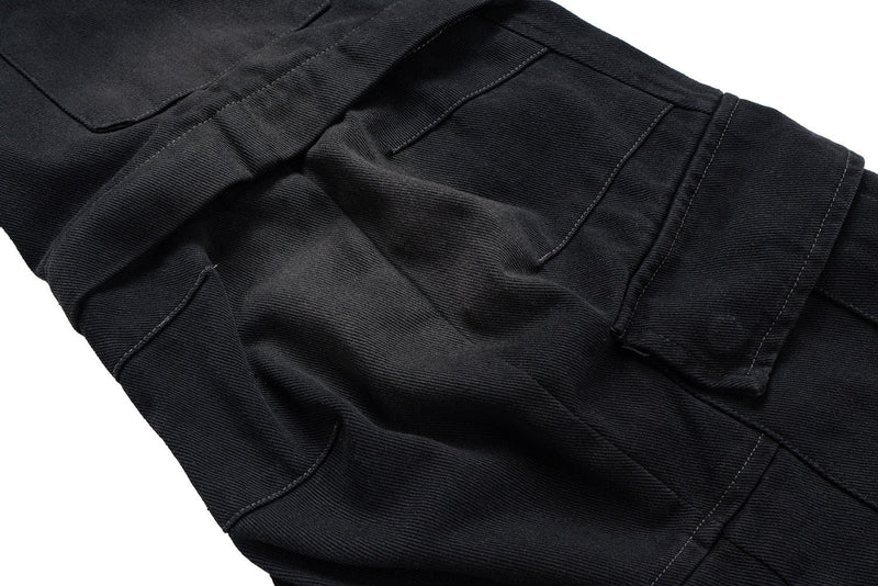 Omirad Black Stacked Wide-Leg Multi-Pocket Cargo Pants