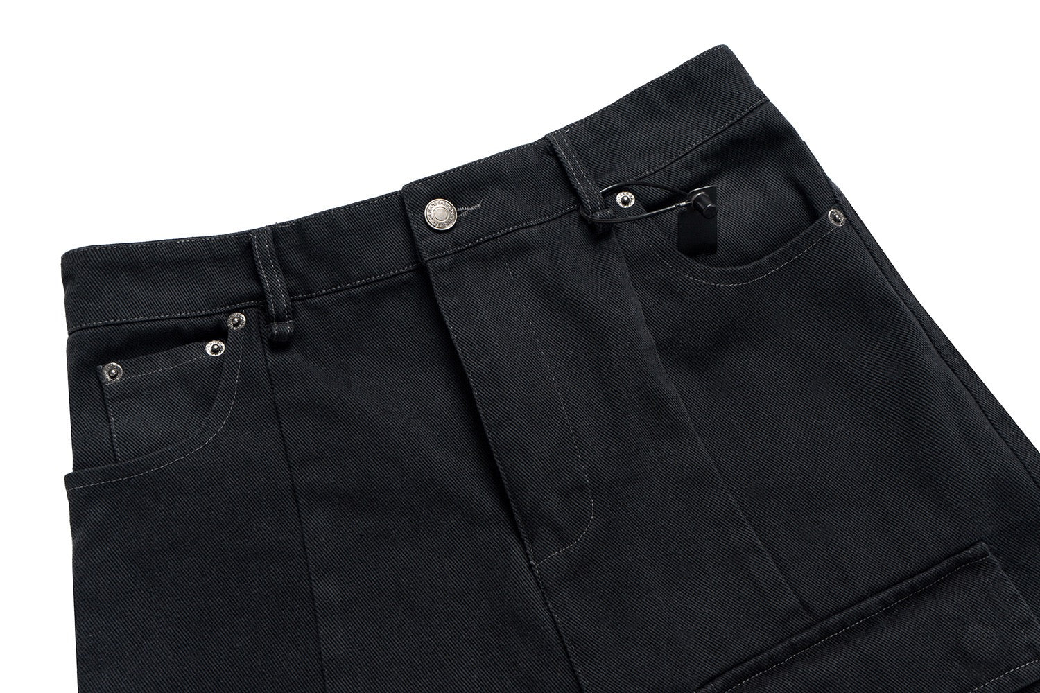 Omirad Black Stacked Wide-Leg Multi-Pocket Cargo Pants
