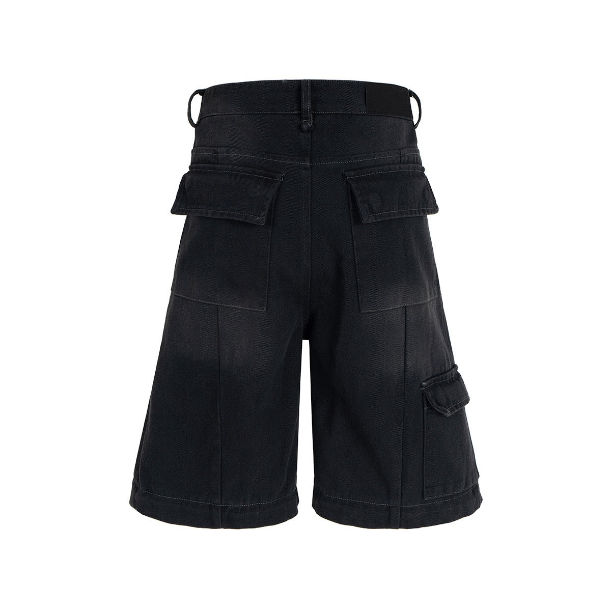 Omirad Black Stacked Wide-Leg Multi-Pocket Cargo Pants