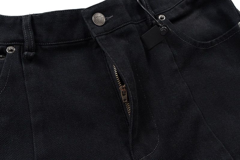 Omirad Black Stacked Wide-Leg Multi-Pocket Cargo Pants