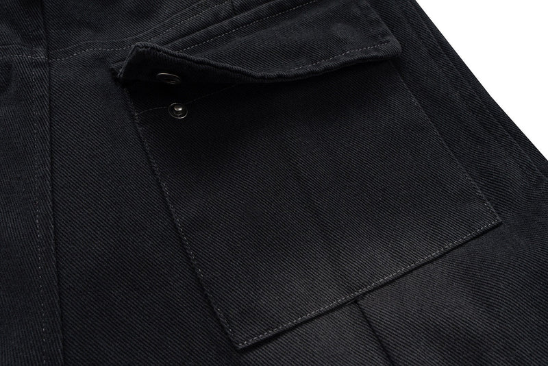 Omirad Black Stacked Wide-Leg Multi-Pocket Cargo Pants