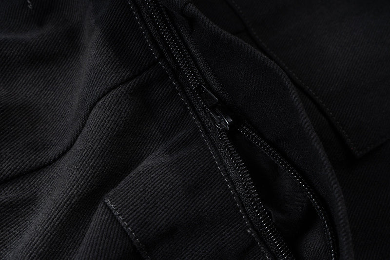 Omirad Black Stacked Wide-Leg Multi-Pocket Cargo Pants
