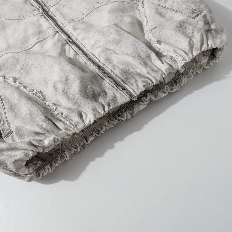 Omirad Distressed Hooded Zip Jacket | Raw-Edge Streetwear