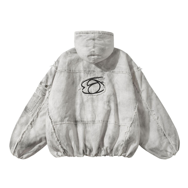 Omirad Distressed Hooded Zip Jacket | Raw-Edge Streetwear