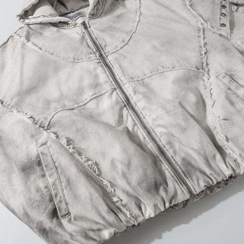 Omirad Distressed Hooded Zip Jacket | Raw-Edge Streetwear