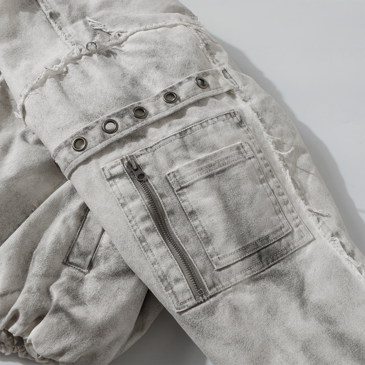 Omirad Distressed Hooded Zip Jacket | Raw-Edge Streetwear