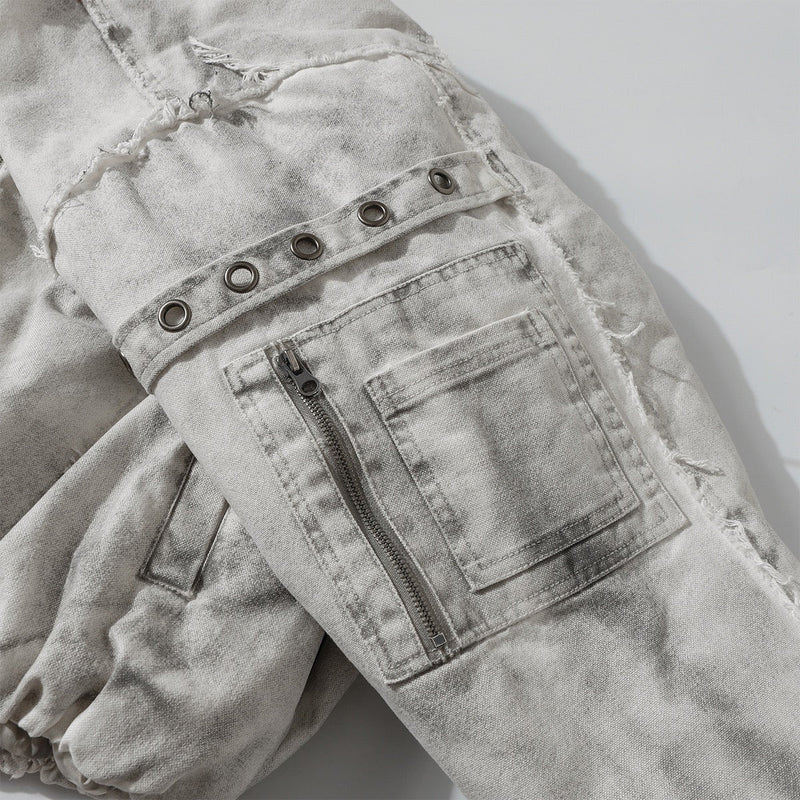 Omirad Distressed Hooded Zip Jacket | Raw-Edge Streetwear