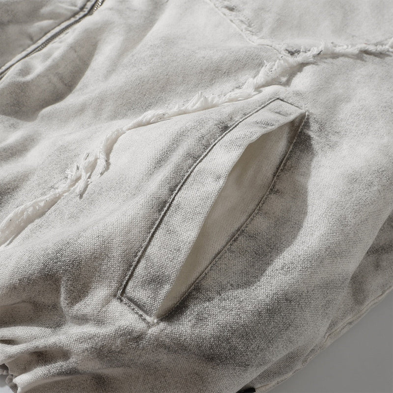 Omirad Distressed Hooded Zip Jacket | Raw-Edge Streetwear