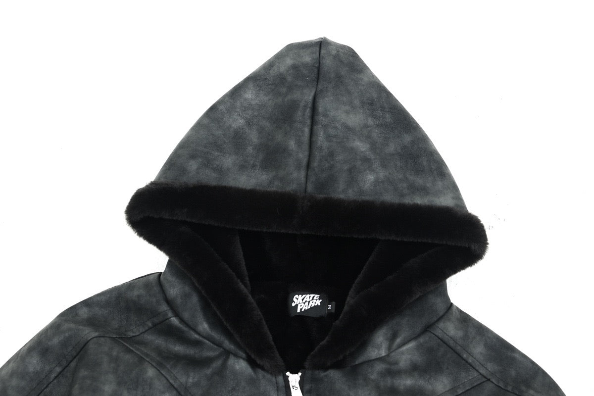 Omirad Hooded PU Leather Bomber Jacket | Cropped Streetwear