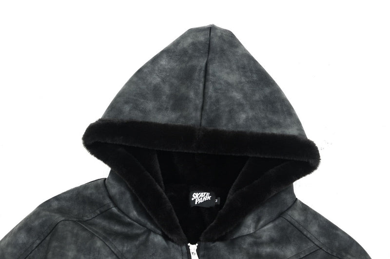 Omirad Hooded PU Leather Bomber Jacket | Cropped Streetwear