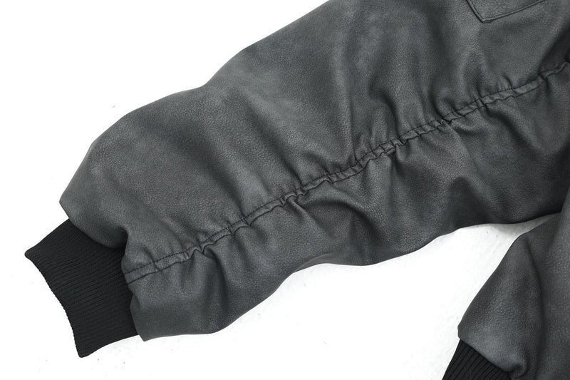 Faux Fur Hood PU Bomber Jacket | Cropped Street Style