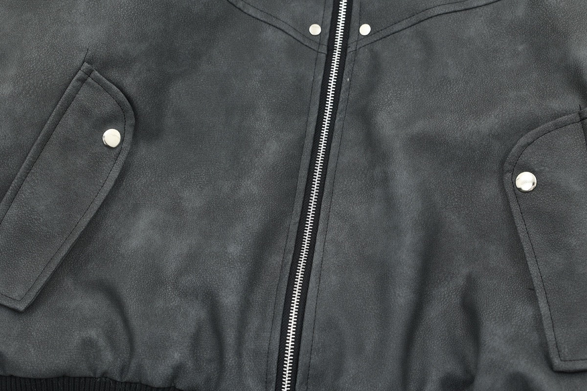 Faux Fur Hood PU Bomber Jacket | Cropped Street Style
