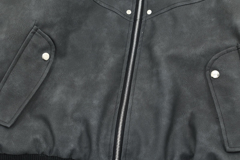 Faux Fur Hood PU Bomber Jacket | Cropped Street Style