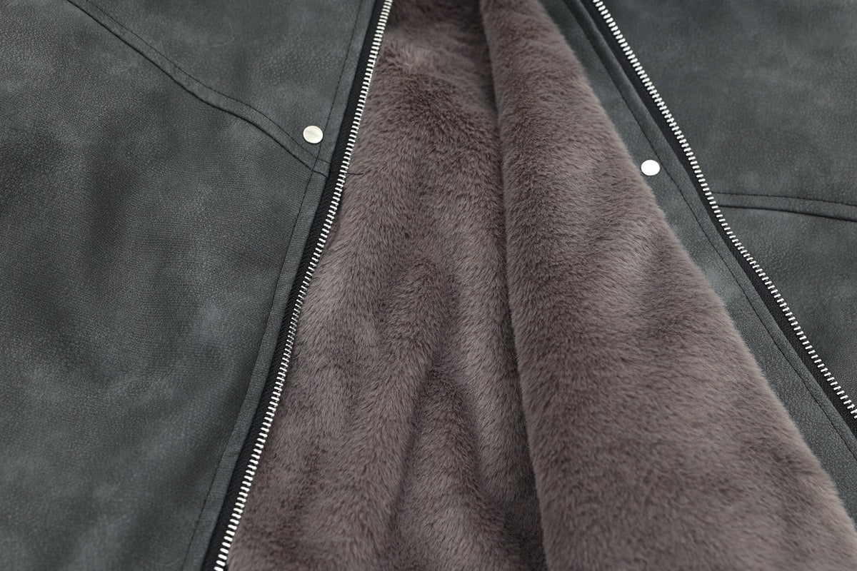 Faux Fur Hood PU Bomber Jacket | Cropped Street Style