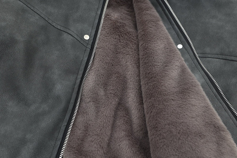Faux Fur Hood PU Bomber Jacket | Cropped Street Style