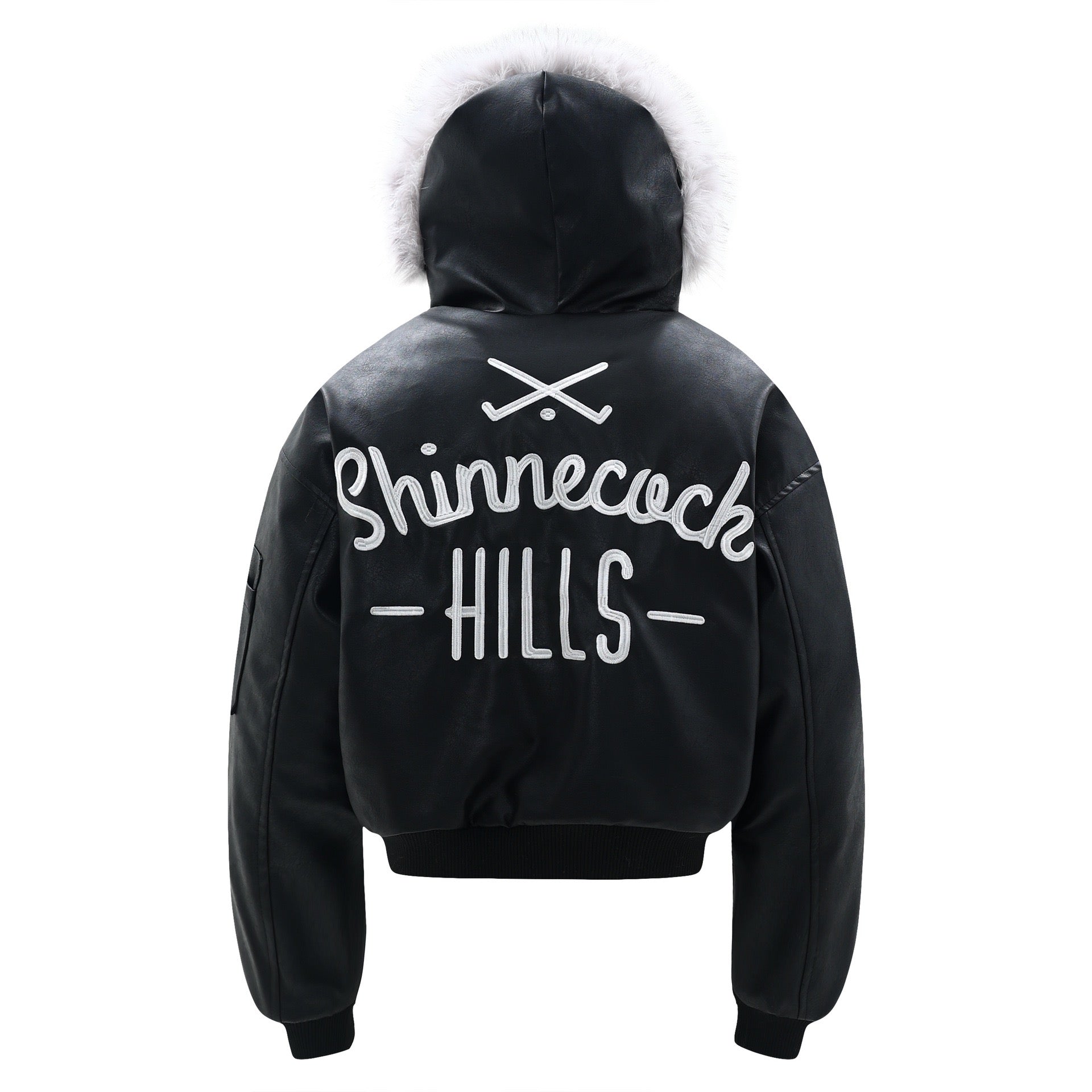Shinnecock Hills PU Bomber Jacket with Faux Fur Hood
