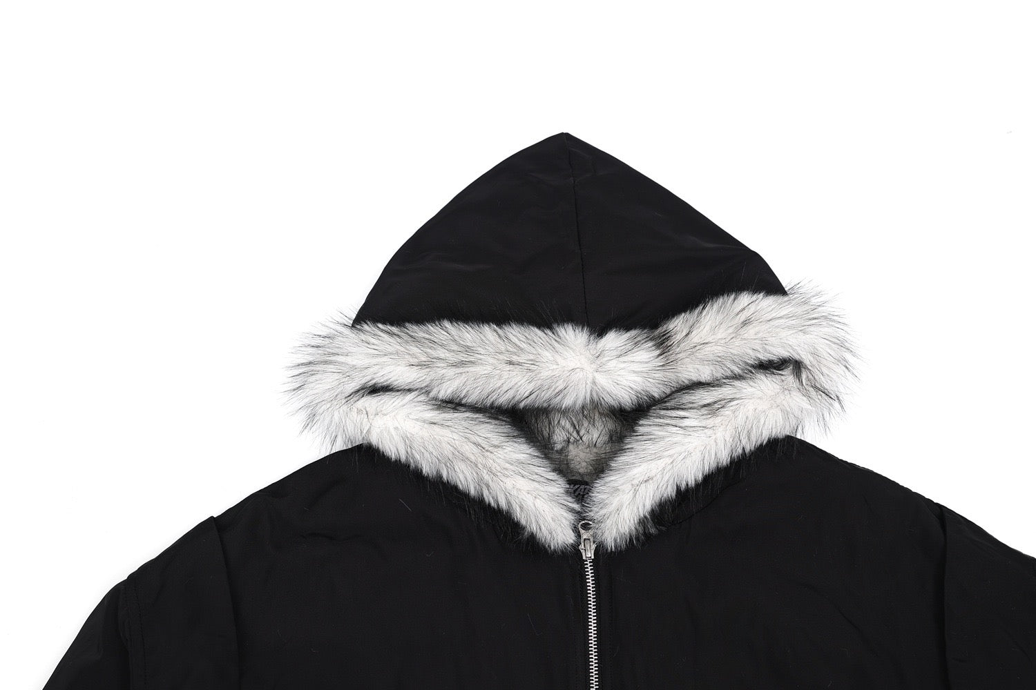 Omirad Fur-Trimmed Nylon Hooded Bomber Jacket | Black