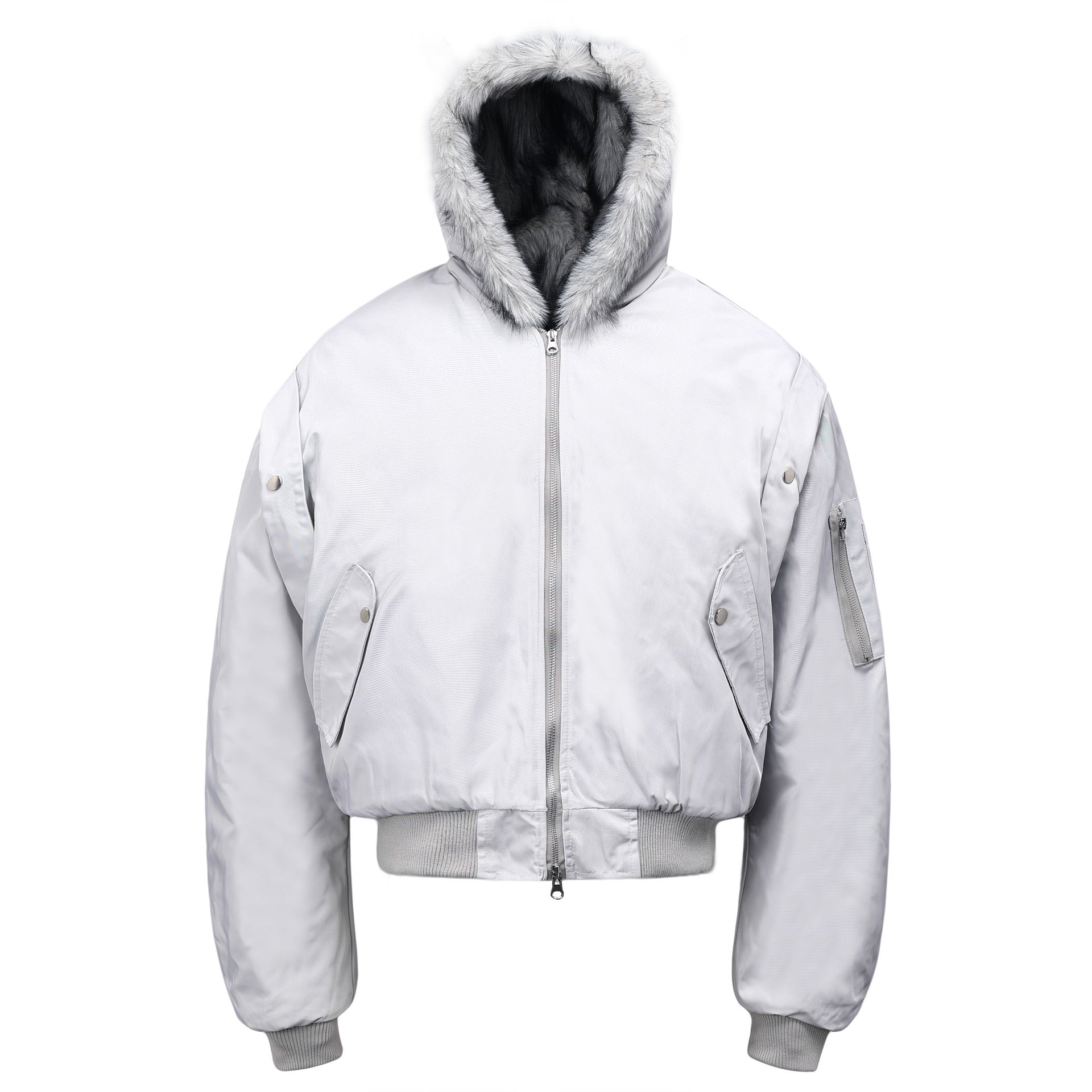 Omirad Fur-Trimmed Nylon Hooded Bomber Jacket | Black