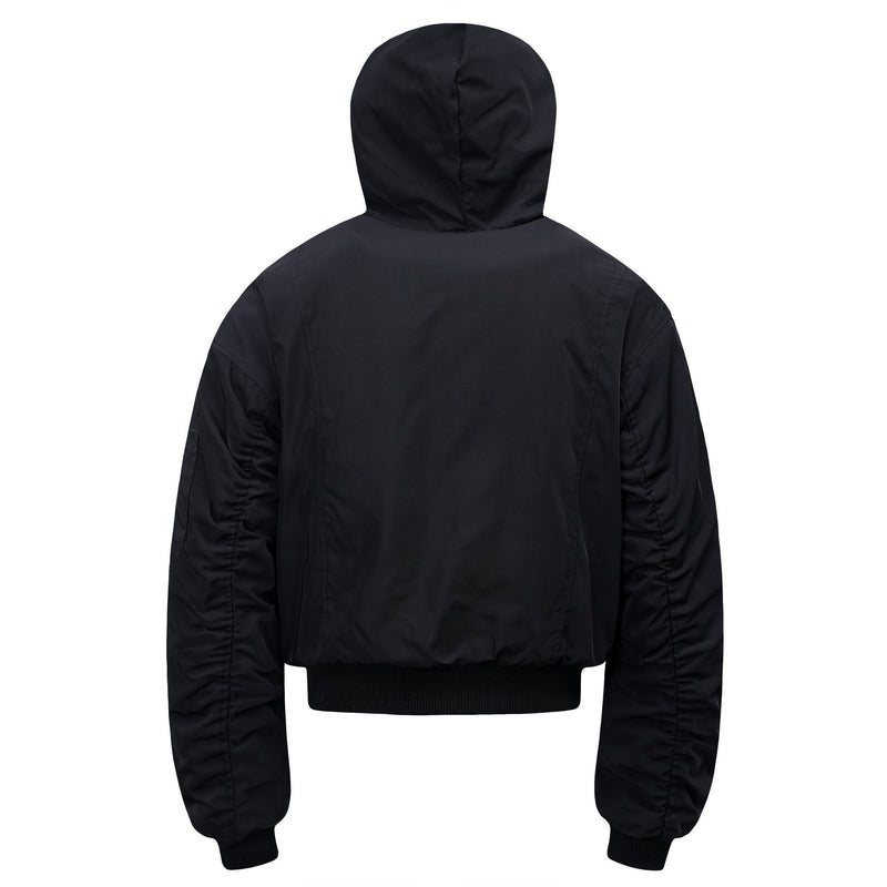 Omirad Fur-Trimmed Nylon Hooded Bomber Jacket | Black