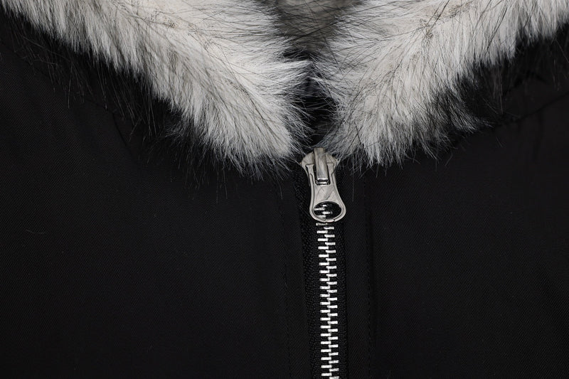 Omirad Fur-Trimmed Nylon Hooded Bomber Jacket | Black