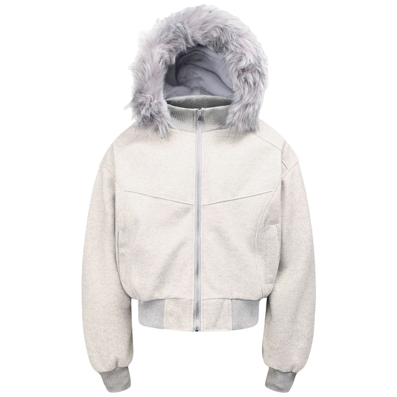 Omirad Fur-Hood Cropped Bomber Jacket | Winter Streetwear