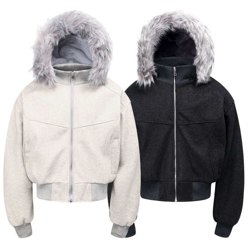 Omirad Fur-Hood Cropped Bomber Jacket | Winter Streetwear