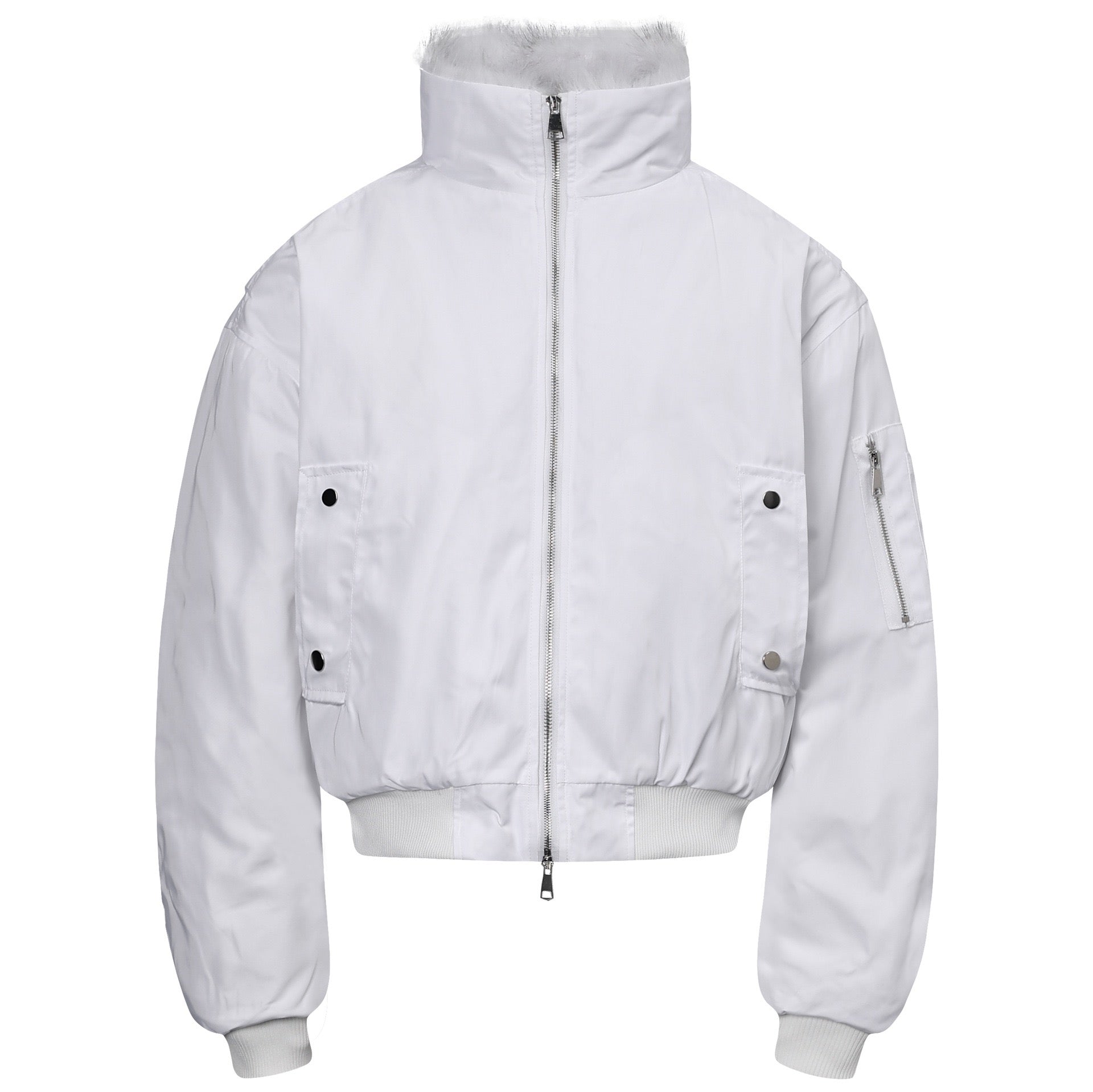 Cropped Bomber Jacket with Fur Collar | Streetwear