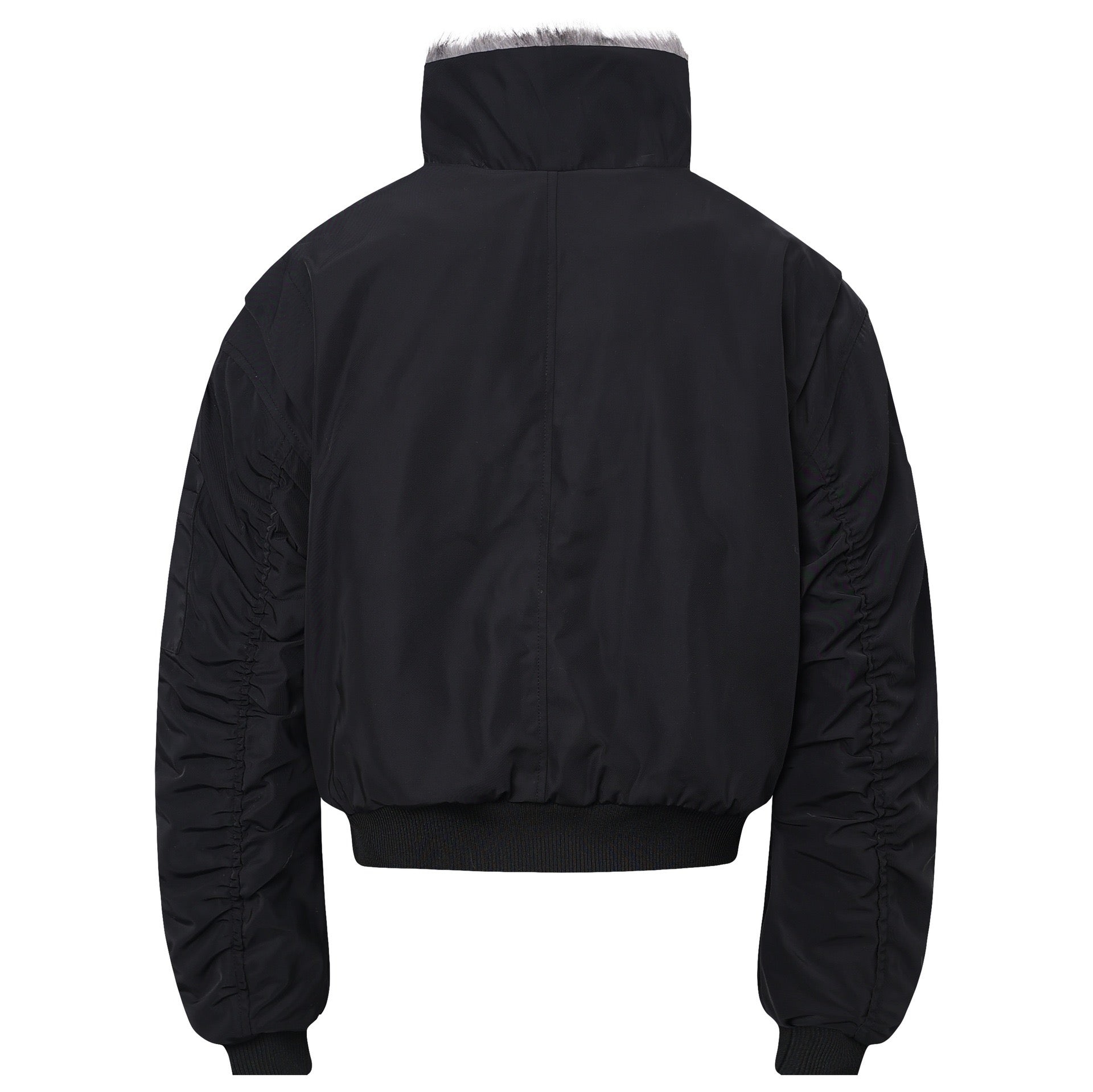 Cropped Bomber Jacket with Fur Collar | Streetwear