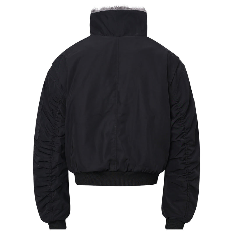 Cropped Bomber Jacket with Fur Collar | Streetwear