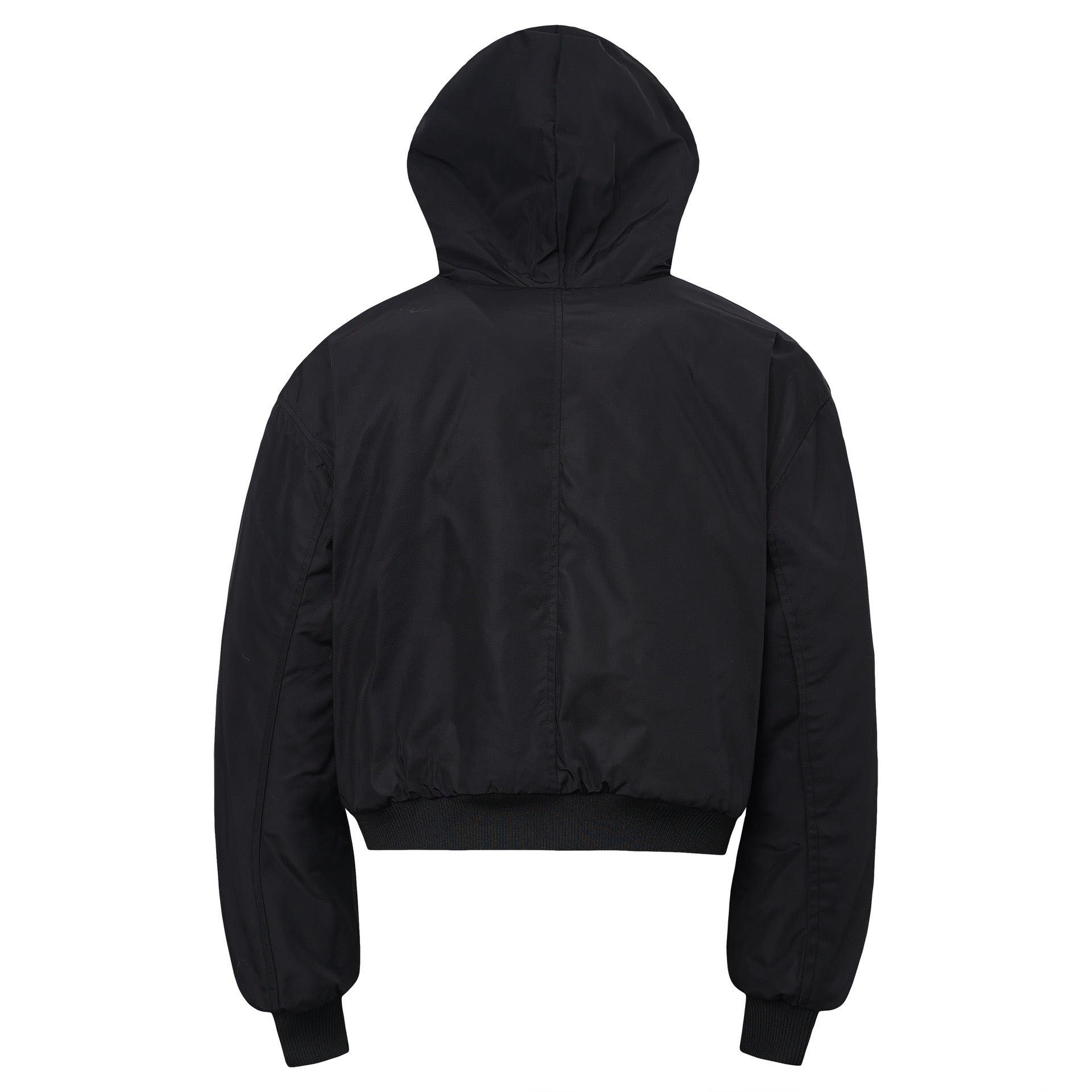 Fur-Lined Hooded Snap Bomber Jacket | Cropped Streetwear