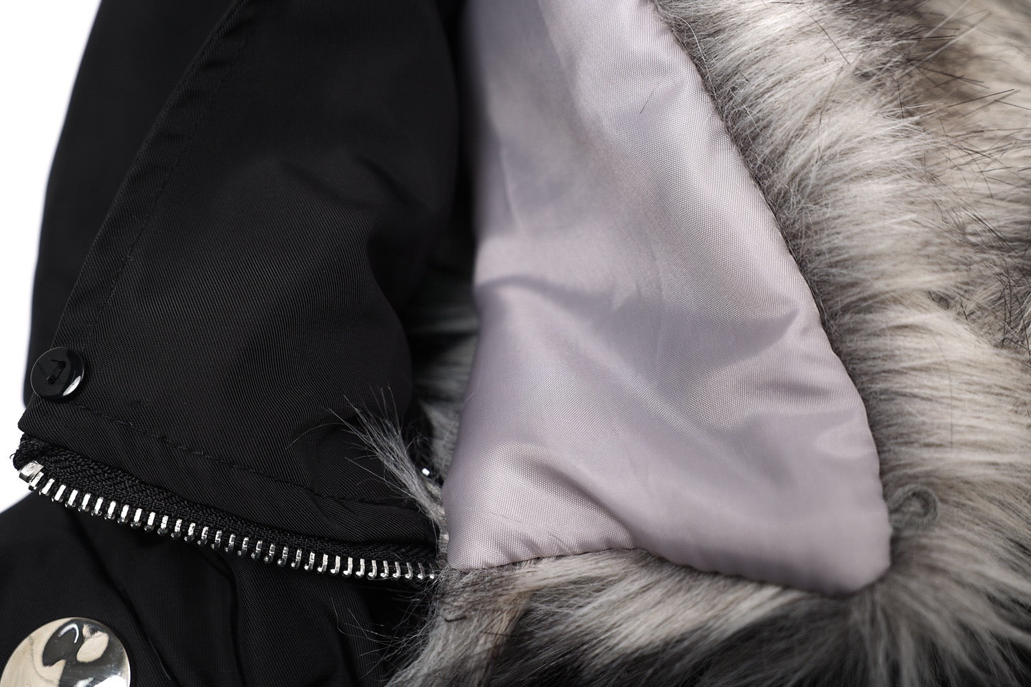 Fur-Lined Hooded Snap Bomber Jacket | Cropped Streetwear