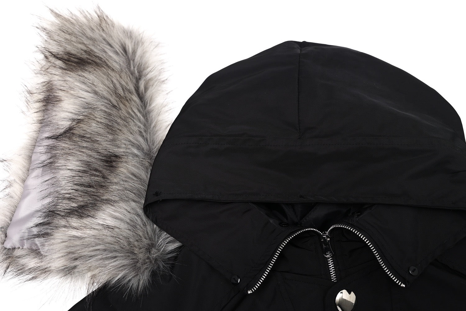 Fur-Lined Hooded Snap Bomber Jacket | Cropped Streetwear