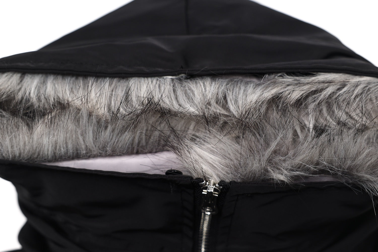 Fur-Lined Hooded Snap Bomber Jacket | Cropped Streetwear
