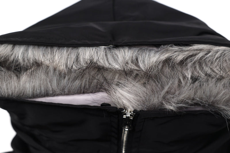 Fur-Lined Hooded Snap Bomber Jacket | Cropped Streetwear