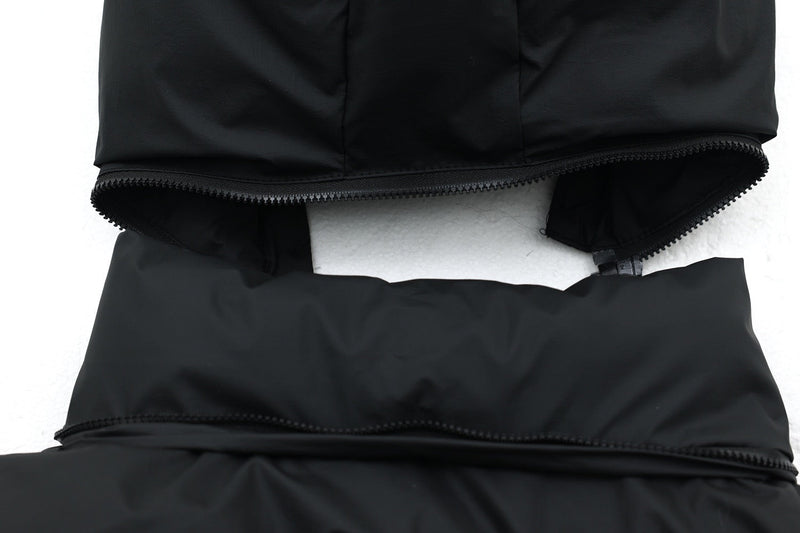 Faux-Fur Hood Puffer Jacket with Bold Red Embroidery