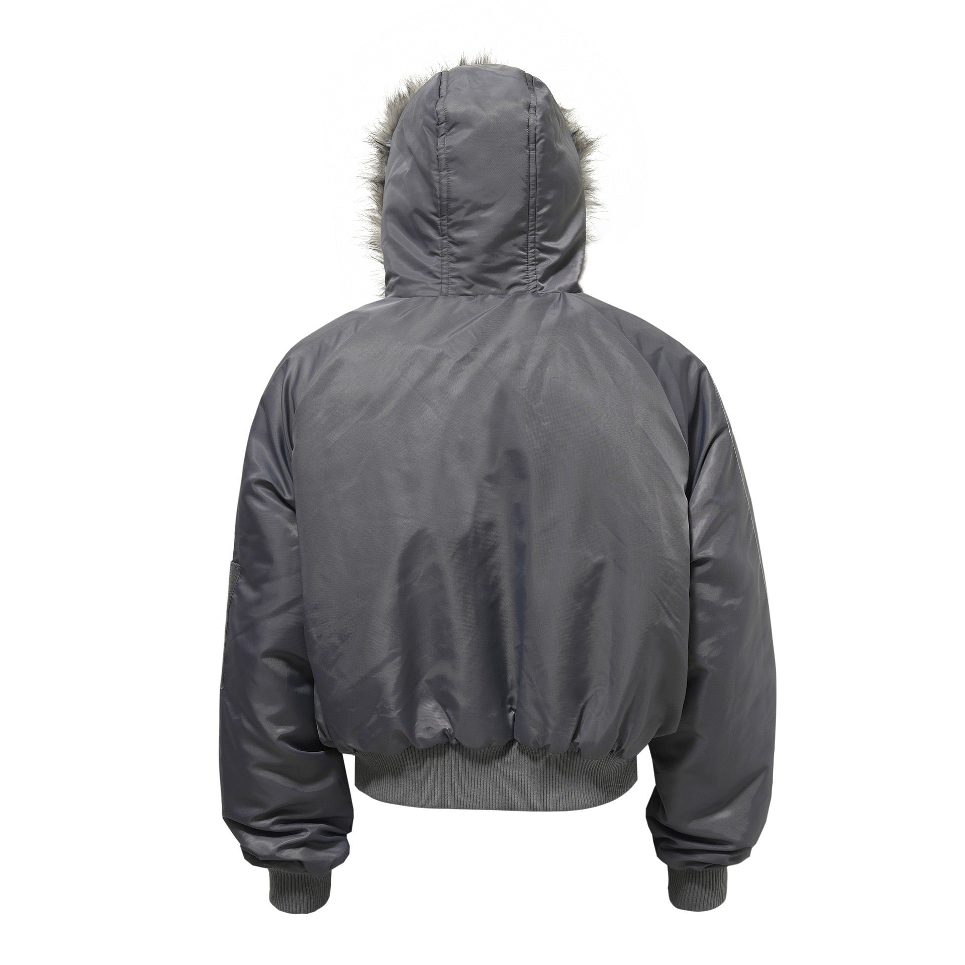 Omirad Fur-Hood Nylon Bomber Jacket | Cropped Streetwear
