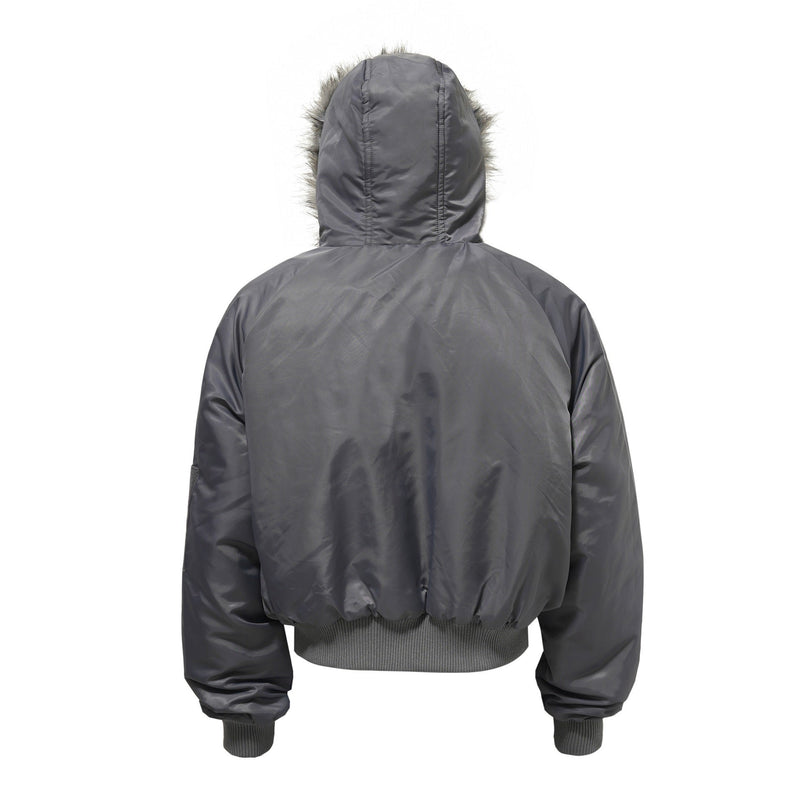 Omirad Fur-Hood Nylon Bomber Jacket | Cropped Streetwear
