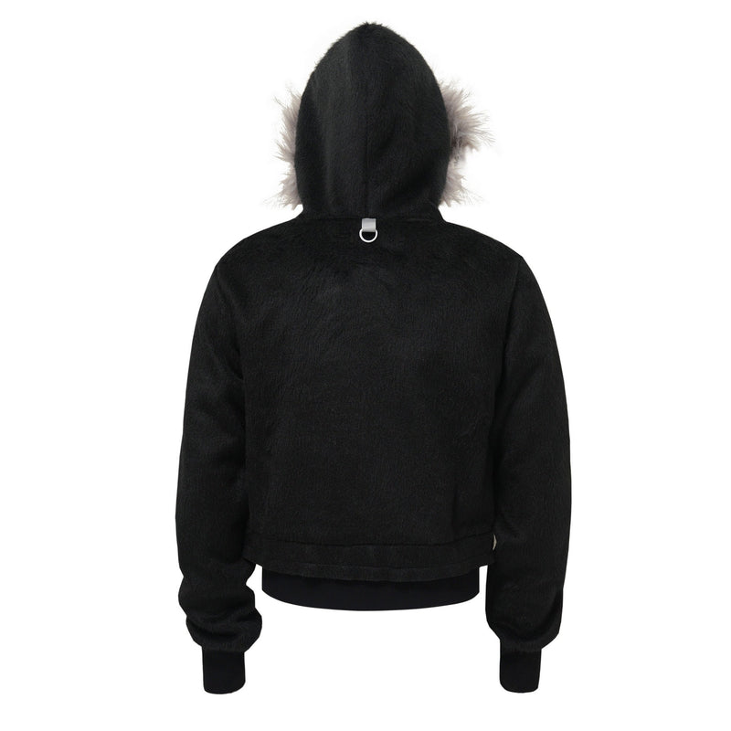 Omirad Fur-Hood Cropped Fleece Jacket | Women's Streetwear