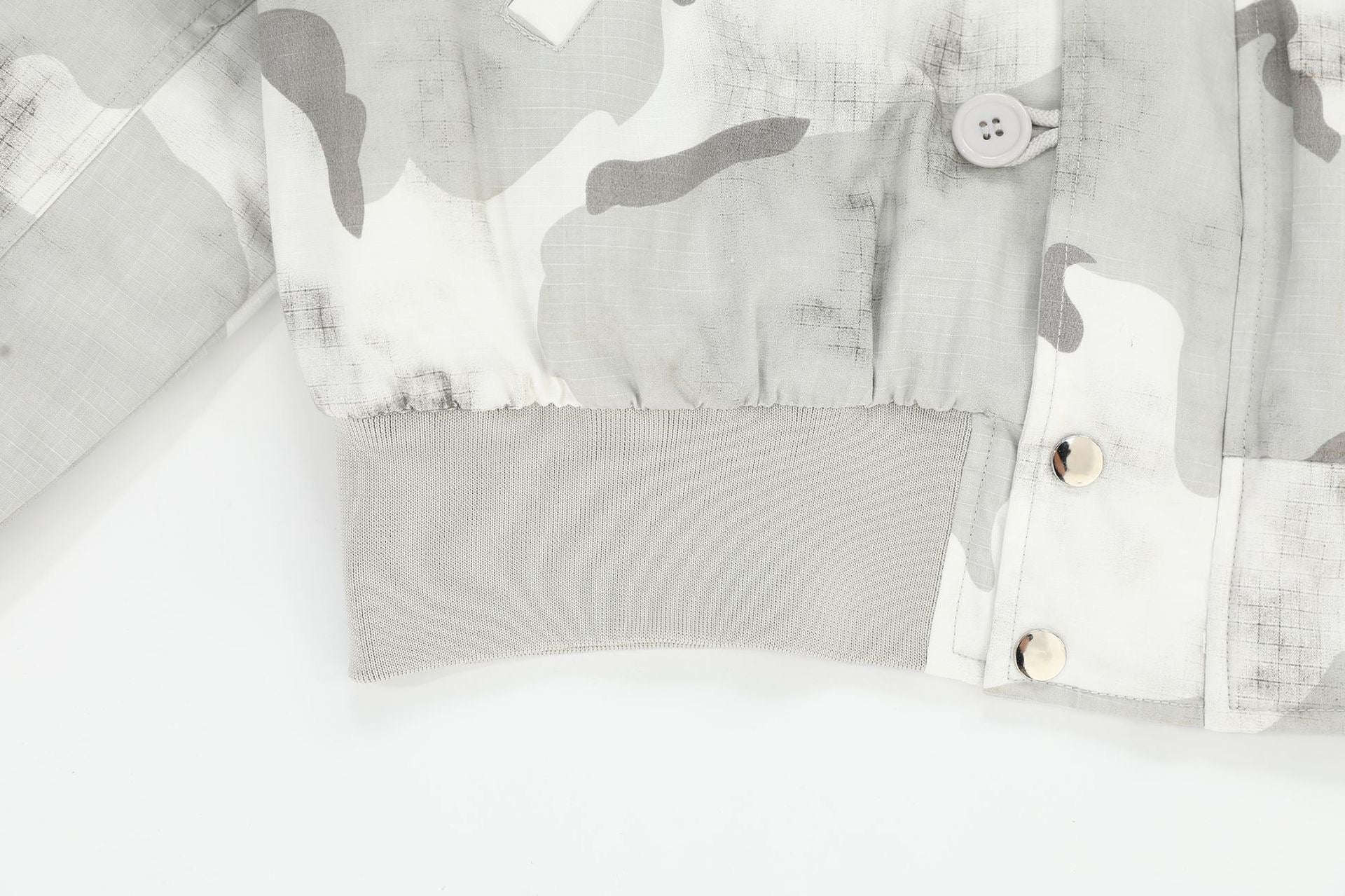 Arctic Snow Camo Bomber Jacket with Fur-Trim Hood