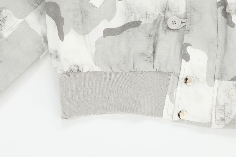Arctic Snow Camo Bomber Jacket with Fur-Trim Hood