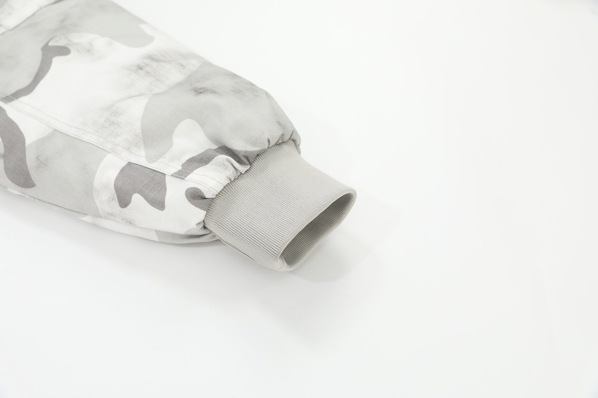 Arctic Snow Camo Bomber Jacket with Fur-Trim Hood