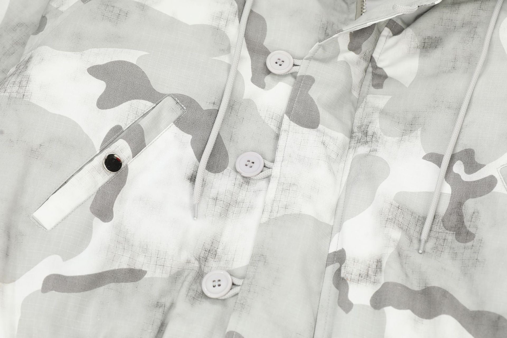 Arctic Snow Camo Bomber Jacket with Fur-Trim Hood