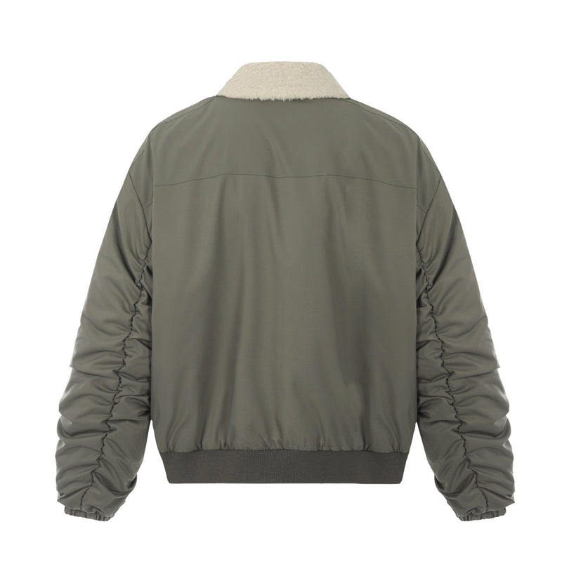 Sherpa Collar Utility Bomber Jacket | Military Olive