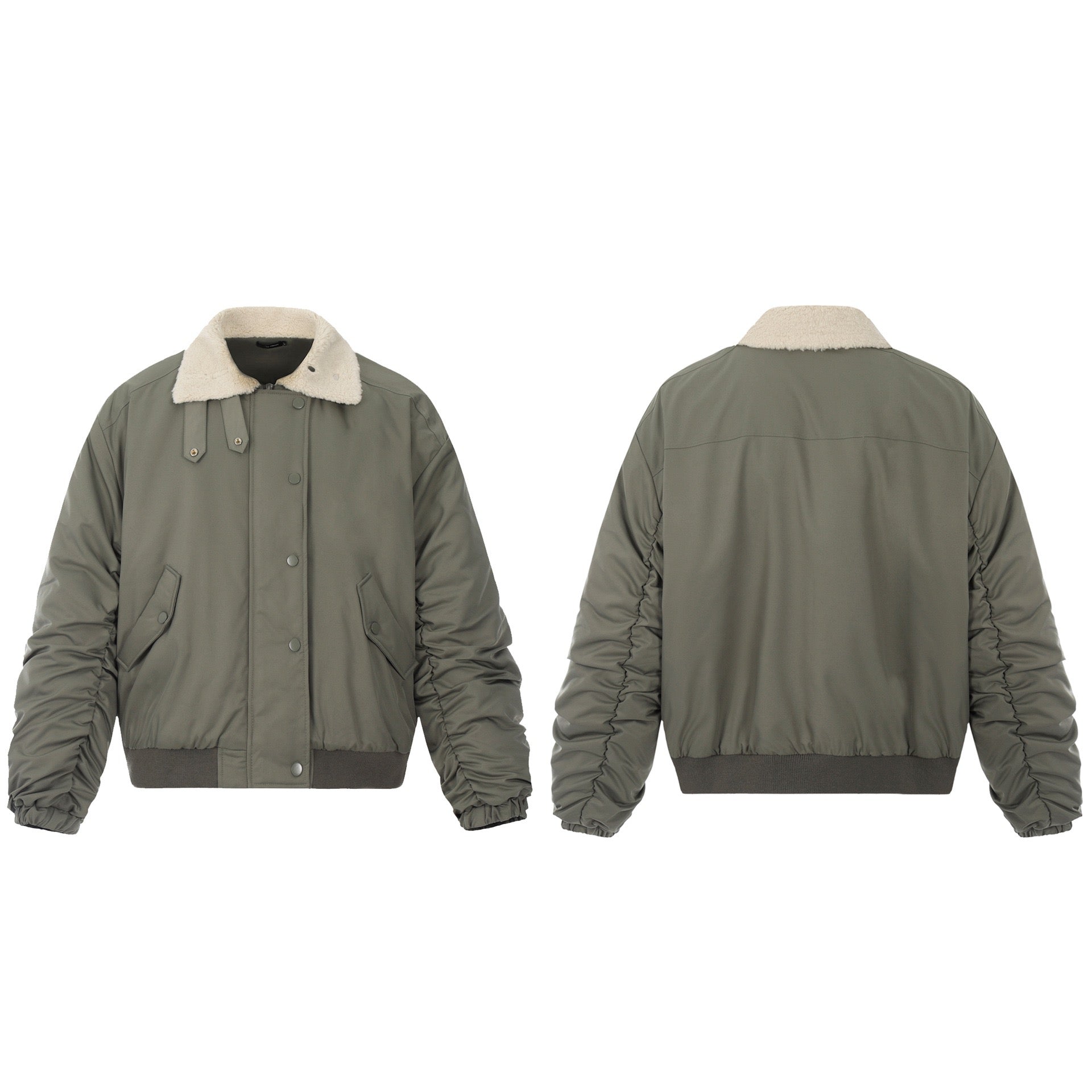Sherpa Collar Utility Bomber Jacket | Military Olive