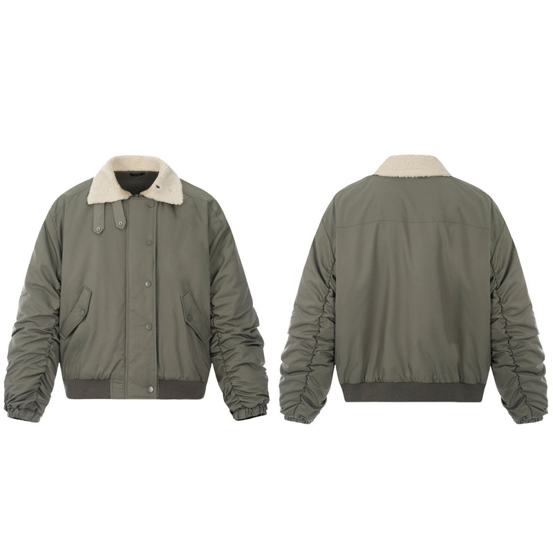 Sherpa Collar Utility Bomber Jacket | Military Olive