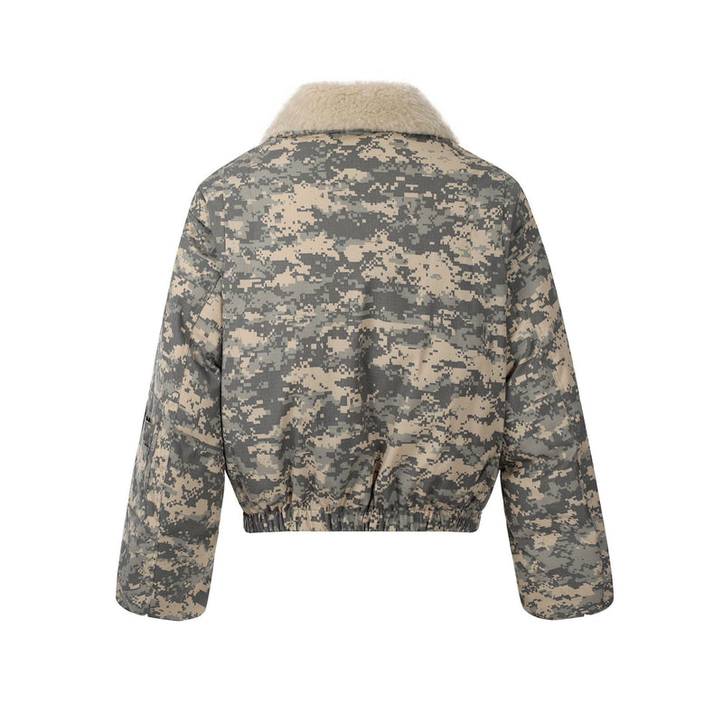 Digital Camo Sherpa Collar Bomber Jacket | Streetwear