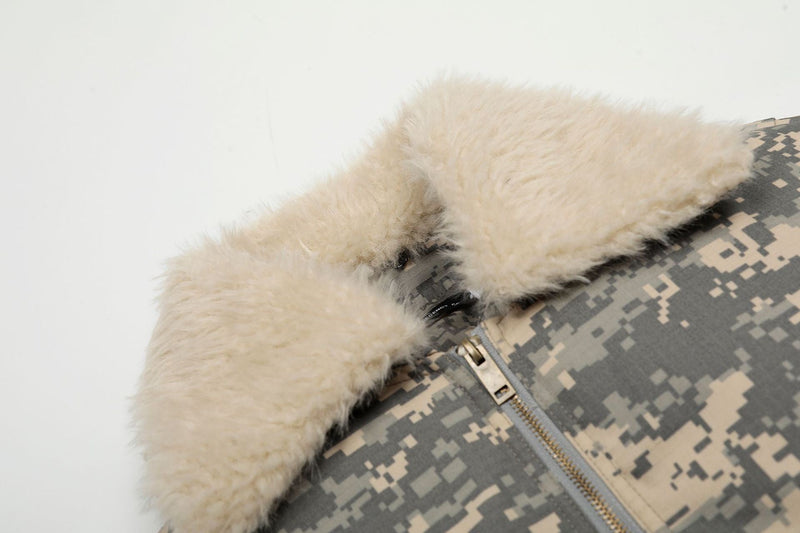 Digital Camo Sherpa Collar Bomber Jacket | Streetwear