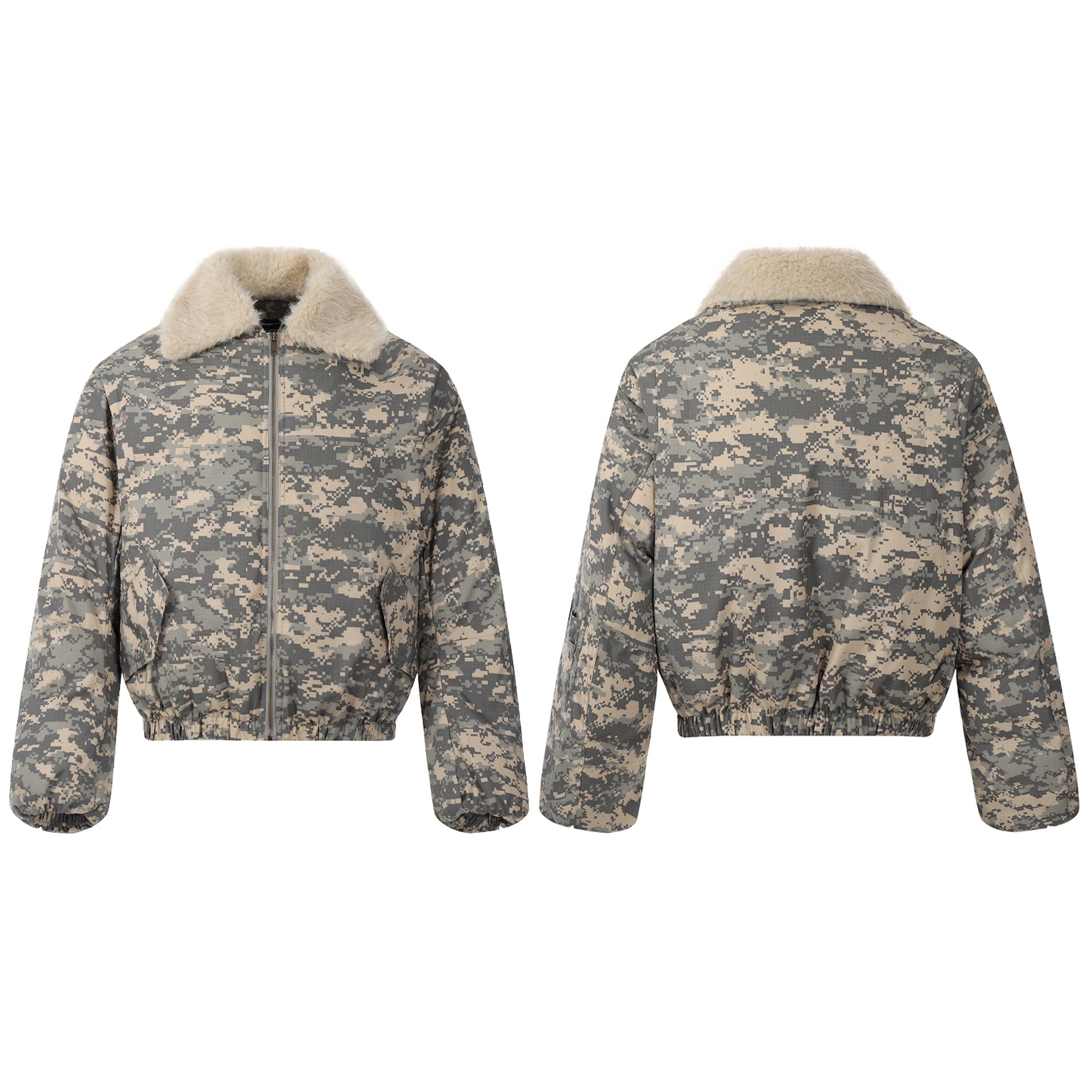 Digital Camo Sherpa Collar Bomber Jacket | Streetwear